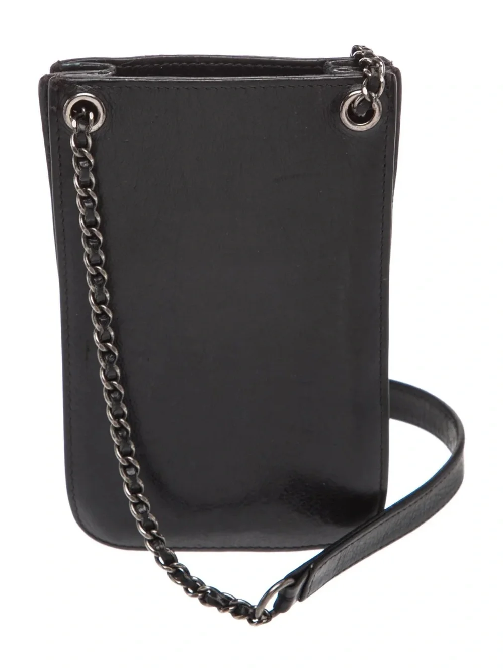 Chanel Black Leather Chain Crossbody Phone Bag